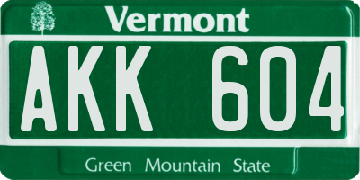 VT license plate AKK604