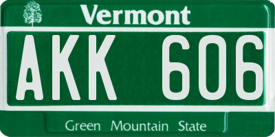 VT license plate AKK606