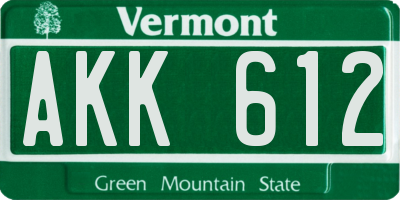 VT license plate AKK612