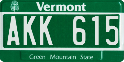 VT license plate AKK615