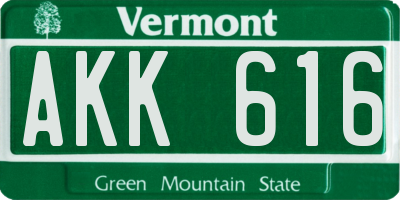 VT license plate AKK616