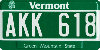 VT license plate AKK618