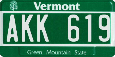 VT license plate AKK619