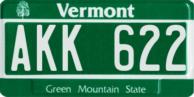 VT license plate AKK622
