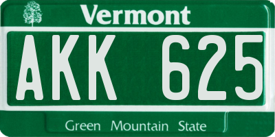VT license plate AKK625