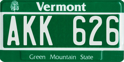 VT license plate AKK626