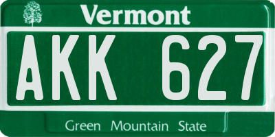 VT license plate AKK627