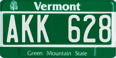VT license plate AKK628