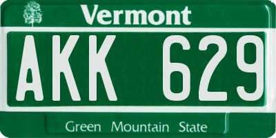 VT license plate AKK629