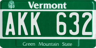 VT license plate AKK632