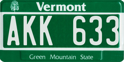 VT license plate AKK633