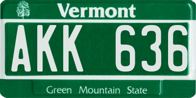 VT license plate AKK636