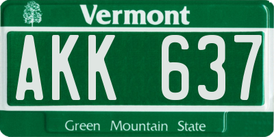 VT license plate AKK637