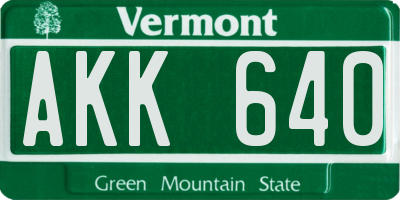 VT license plate AKK640
