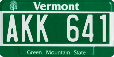 VT license plate AKK641