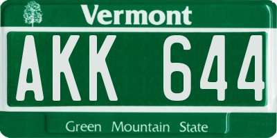 VT license plate AKK644
