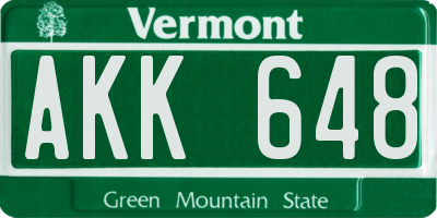 VT license plate AKK648