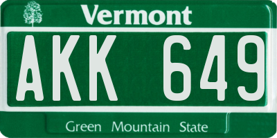VT license plate AKK649