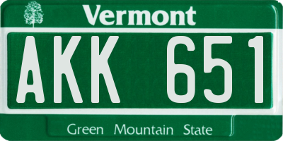 VT license plate AKK651