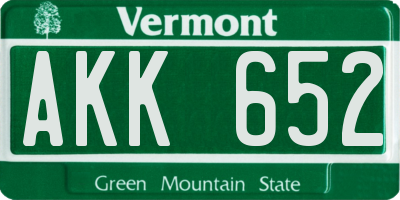 VT license plate AKK652