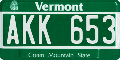 VT license plate AKK653