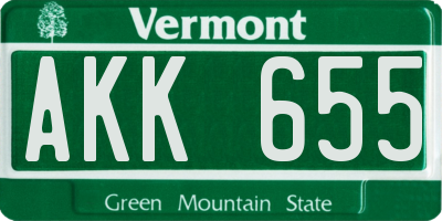 VT license plate AKK655