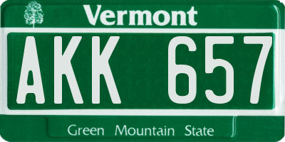 VT license plate AKK657