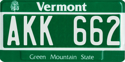 VT license plate AKK662