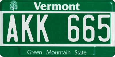 VT license plate AKK665