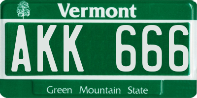 VT license plate AKK666