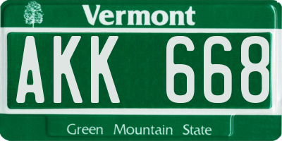 VT license plate AKK668