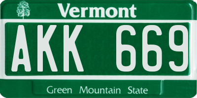 VT license plate AKK669