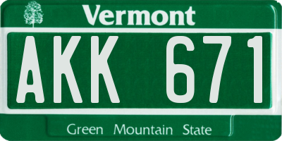 VT license plate AKK671