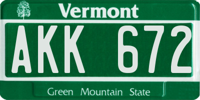 VT license plate AKK672