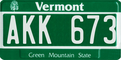 VT license plate AKK673