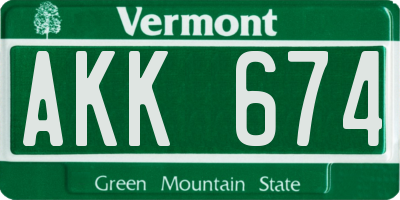 VT license plate AKK674