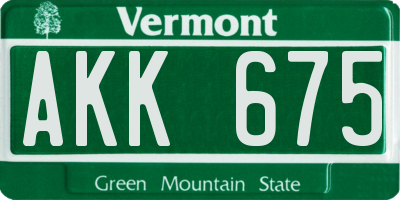 VT license plate AKK675