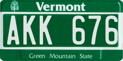 VT license plate AKK676
