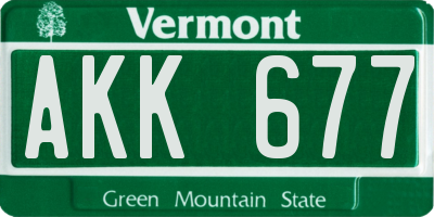 VT license plate AKK677