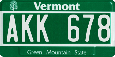 VT license plate AKK678