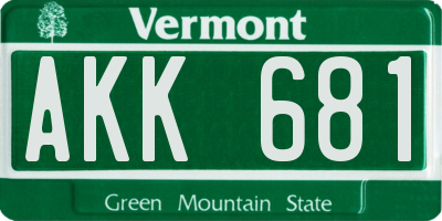 VT license plate AKK681