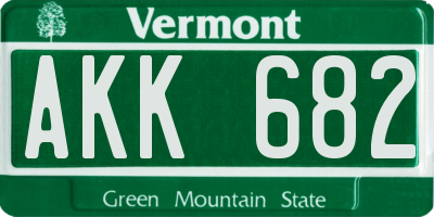 VT license plate AKK682