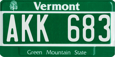 VT license plate AKK683