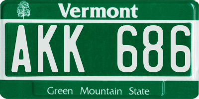 VT license plate AKK686