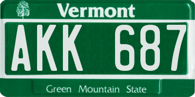 VT license plate AKK687