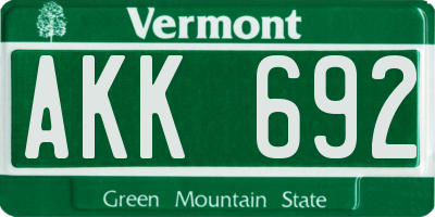 VT license plate AKK692