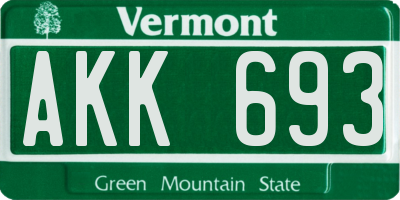VT license plate AKK693