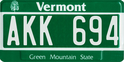 VT license plate AKK694