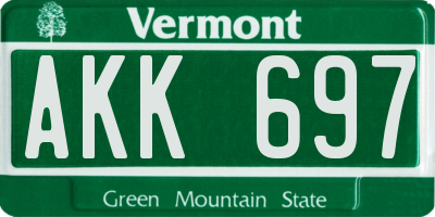 VT license plate AKK697