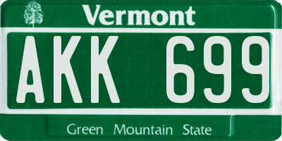 VT license plate AKK699